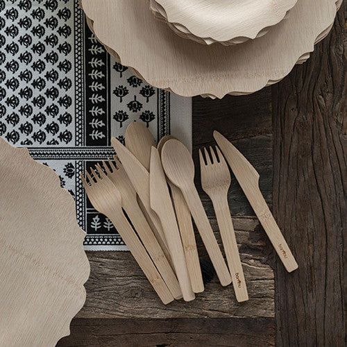 Veneerware® Bamboo Knife, Fork, And Spoon Set