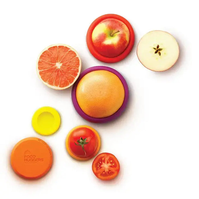 Food Huggers: Keep Fruits and Veggies Fresh Longer - Reusable Silicone Caps - BPA & Phthalate-Free