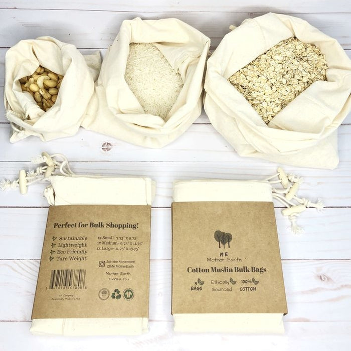 Muslin Produce Bags - Pack of 3 - Organic Cotton