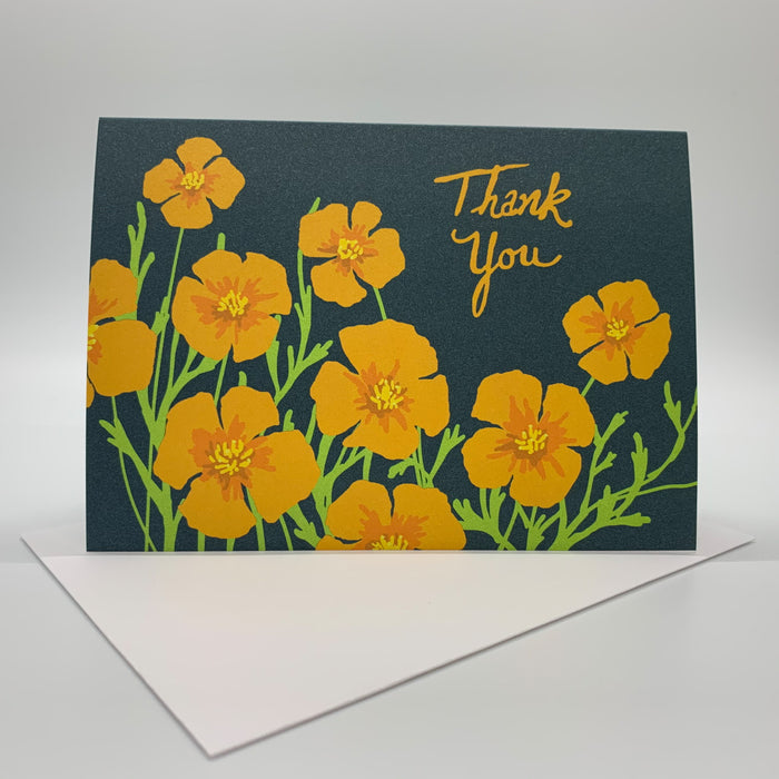 California Poppies Flower Thank You Card