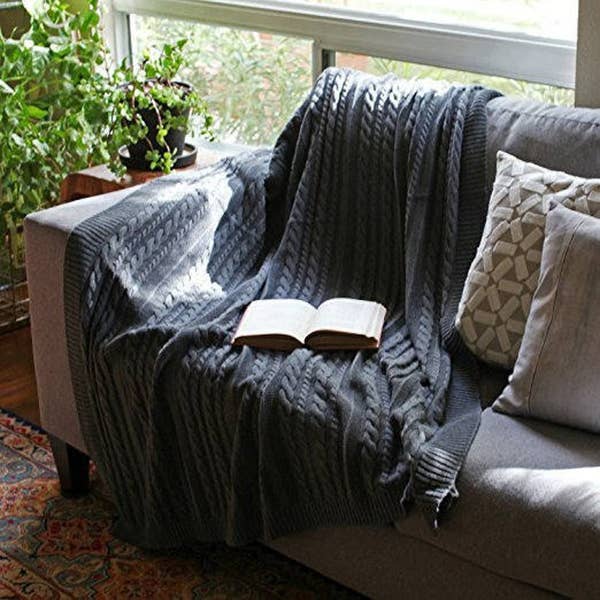 Cable Knit Throw Blanket (Organic Cotton)