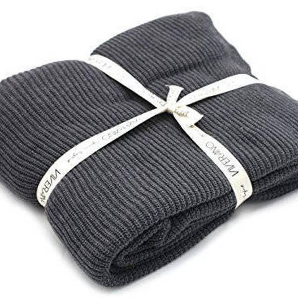 Tuck Knit Tassel Throw Blanket (Organic Cotton)
